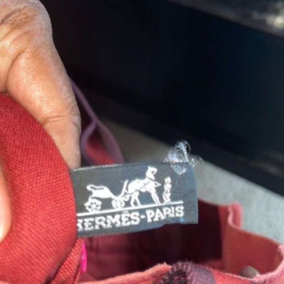 ππ HOST PICK ππ- Hermes Paris Fourre Tout Red Cotton Canvas Small Tote Bag - Picture 10 of 11